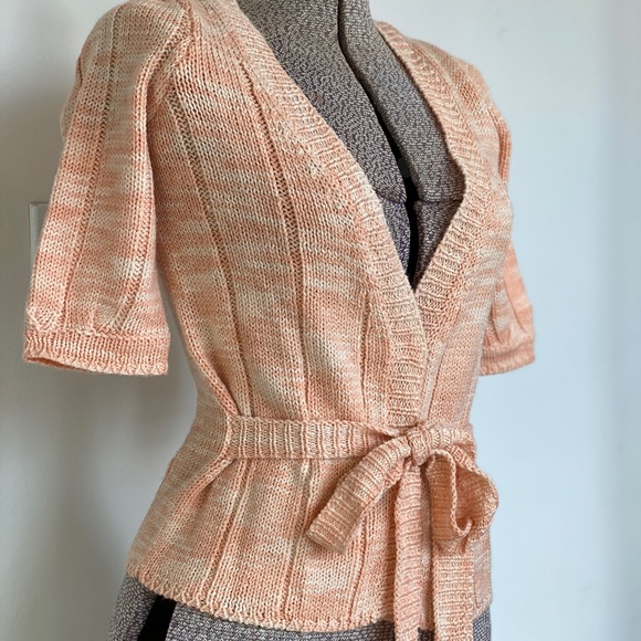 Anthropologie peach wrap tie cardigan. - Picture 2 of 3